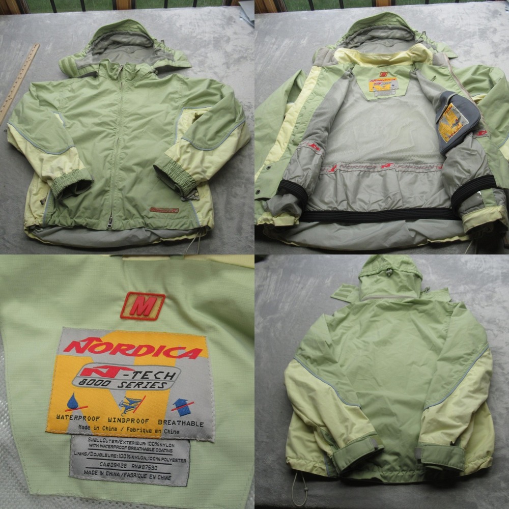 Nordica Jacket Womens Medium Light Green Hooded Ripstop‎ N-Tech 8000 Waterproof